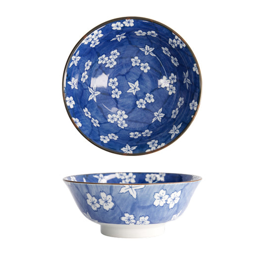 bol japonais bleu fleurs